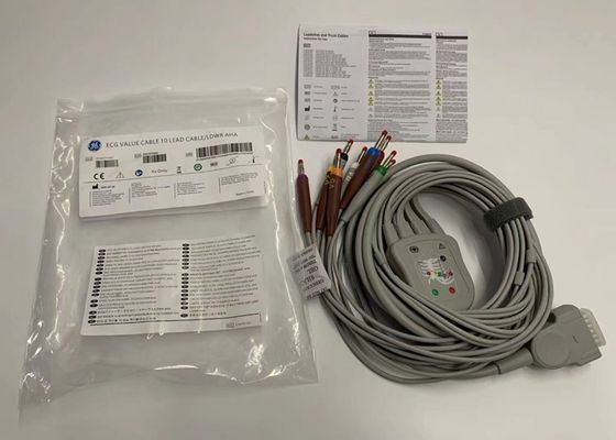 کابل EKG خاکستری 10 سرب با 15 پین کانکتور موز استاندارد ایالات متحده 4.0