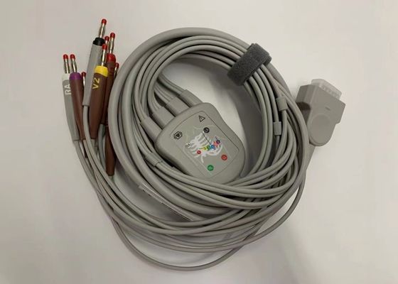 کابل EKG خاکستری 10 سرب با 15 پین کانکتور موز استاندارد ایالات متحده 4.0