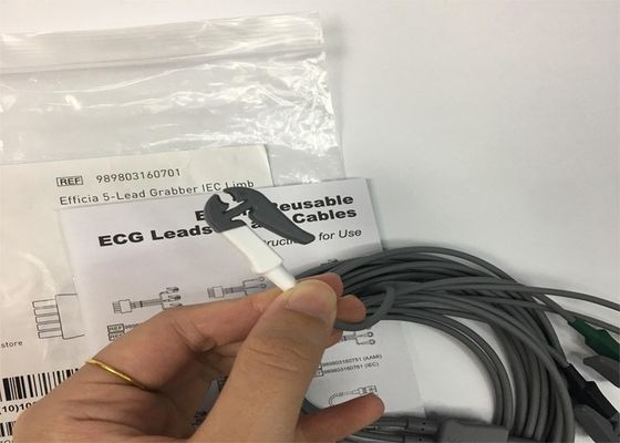 PHLIP Efficia قابل استفاده مجدد 5 کابل EKG سرب عضو IEC برای بزرگسالان