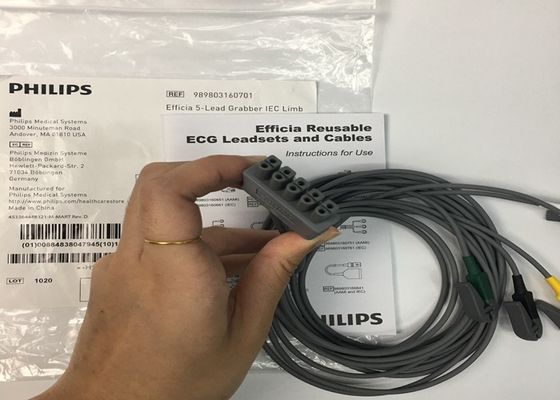 PHLIP Efficia قابل استفاده مجدد 5 کابل EKG سرب عضو IEC برای بزرگسالان