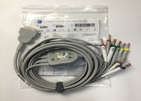 10 قطعات جایگزین سرب ECG کابل GE2104726-001 استاندارد اتحادیه اروپا
