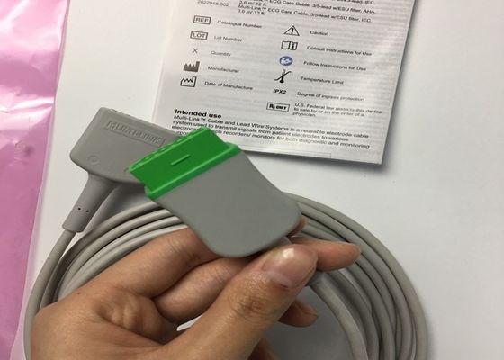 GE Adult Multi Link ECG سرب کابل 3 سرب 5 سرب 3.6M 12ft 2017003-001