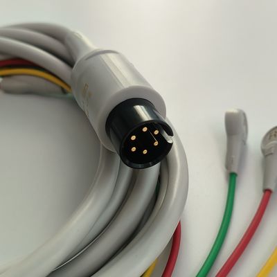 BJ-753P NIHON KOHDEN سیم رسانا قلب سیاه گرد سر 6 پین سه سرب دکمه استاندارد اروپایی