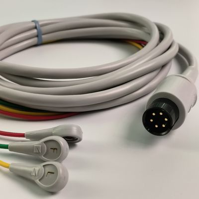 BJ-753P NIHON KOHDEN سیم رسانا قلب سیاه گرد سر 6 پین سه سرب دکمه استاندارد اروپایی