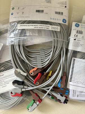 GE 2104749-001 - مجموعه سیم‌های لید ECG ۱۰ سربی و کابل اصلی، AHA