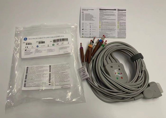 کابل EKG خاکستری 10 سرب با 15 پین کانکتور موز استاندارد ایالات متحده 4.0