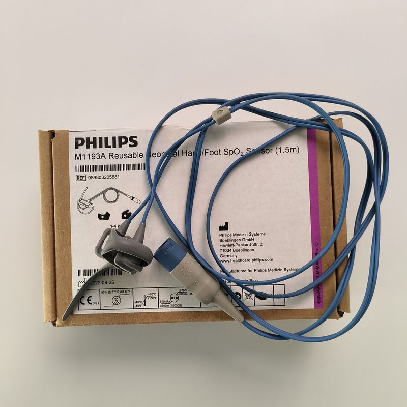 PHILIP اصل M1193A حسگر SpO2 دست / پا نوزاد قابل استفاده مجدد (1.5M) REF: 989803103241