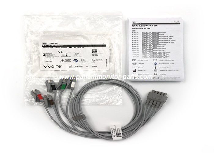 مجموعه گروه بندی شده چند لینک ECG Leadwire ،5 Lead Grabber AHA 74CM / 29IN PN 412681-001