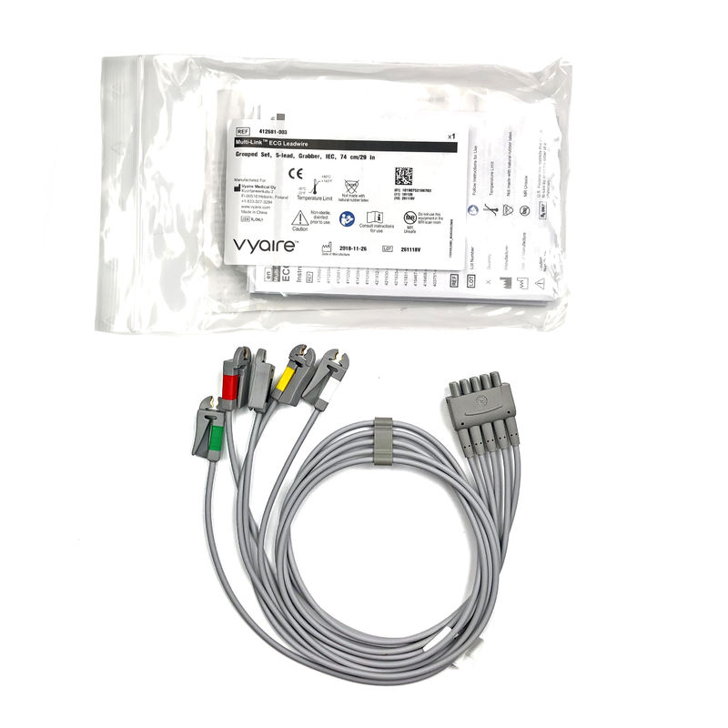GE Ref:412681-003 Multi-Link ECG Leadwire Group Set ،5 -Lead ،Grabber ،IEC 74 CM /29 IN
